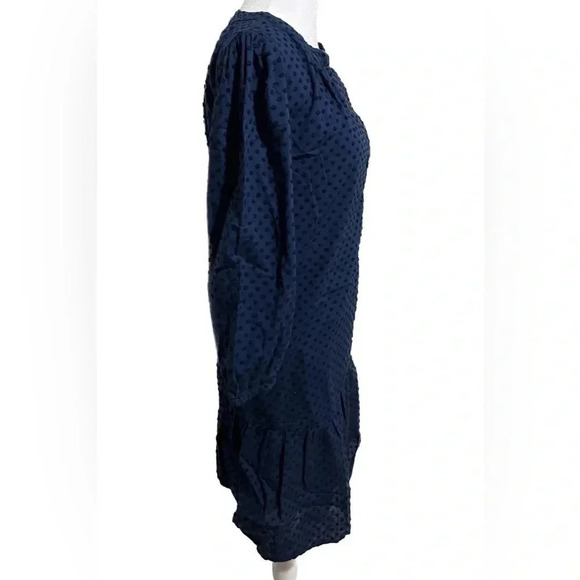 Loft Henley Flounce blue Shirtdress small - Picture 3 of 8